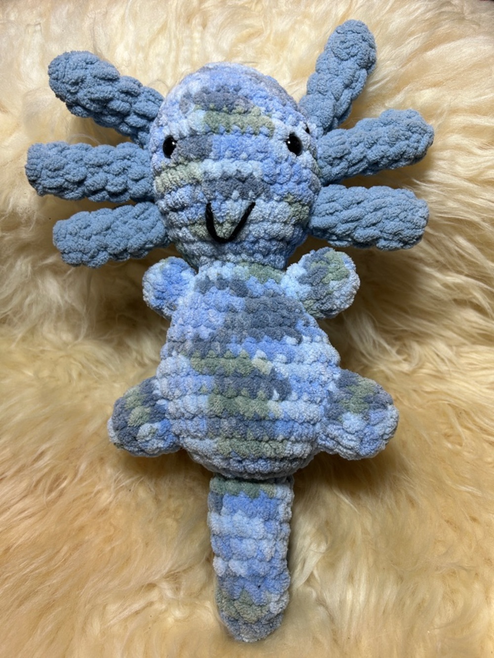 Crochet Plush Multicolor Blue Axolotl Stuffed Plush